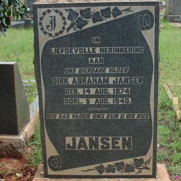 JANSEN Dirk Abraham 1874-1940