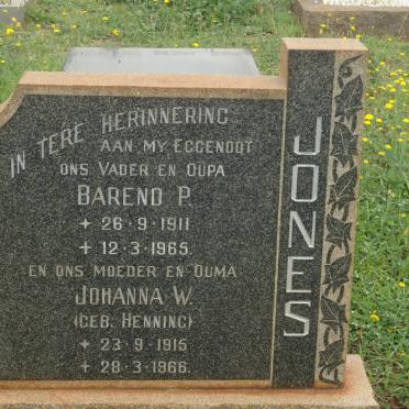 JONES Barend P. 1911-1965 &amp; Johanna W. HENNING 1915-1966