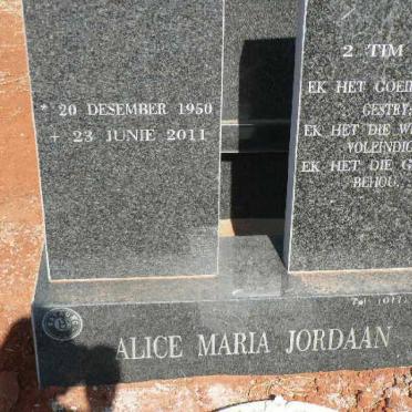 JORDAAN Alice Maria 1950-2011