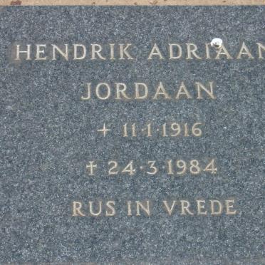 JORDAAN Hendrik Adriaan 1916-1984