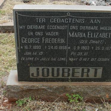 JOUBERT George Frederik 1890-1958 &amp; Maria Elizabeth SWART 1903-1972