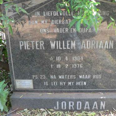 JORDAAN Pieter Willem Adriaan 1904-1976