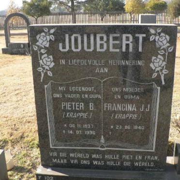 JOUBERT Pieter B. 1937-1996 &amp; Francina J.J. 1940-