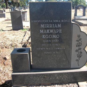 KGOMO Mirriam Makwape 1900-1965