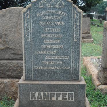 KAMFFER Johanna A. geb VENTER 1880-1942