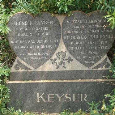 KEYSER Hermanus Philippus 1911-1962 &amp; Irene H. 1919-1994