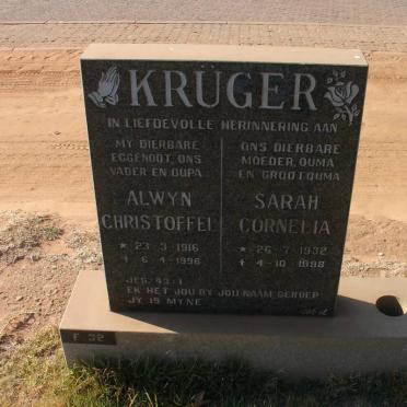KRÜGER Alwyn Christoffel 1916-1996 &amp; Sarah Cornelia 1932-1998