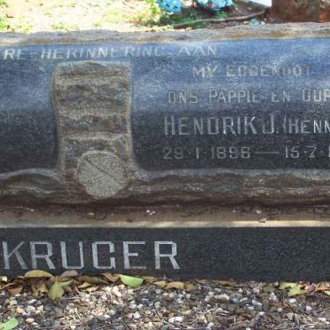 KRUGER Hendrik J. 1896-1967