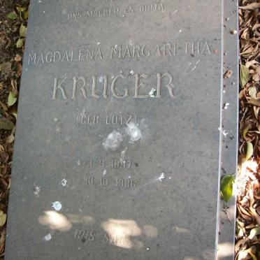 KRUGER Magdalena Margaretha geb LUTZ 1897-1986
