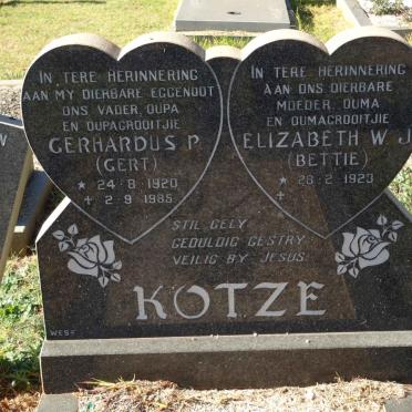 KOTZE Gerhardus P. 1920-1985 &amp; Elizabeth W.J. 1923-