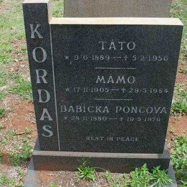 KORDAS Tato 1889-1956 :: KORDAS Mamo 1905-1984 :: KORDAS Babicka Poncova 1880-1976