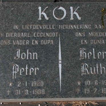 KOK John Peter 1920-1988 &amp; Helen Ruth 1925-1996