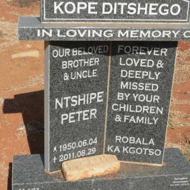 KOPE DITSHEGO Ntshipe Peter 1950-2011