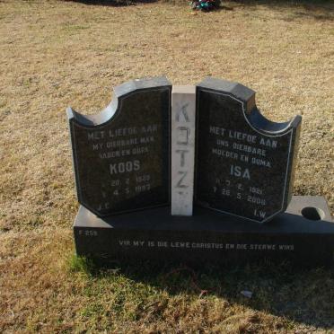 KOTZE Koos 1929-1997 &amp; Isa 1921-2006