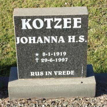 KOTZEE Johan J.B. 1908-1983 &amp; Johanna H.S. 1919-1997