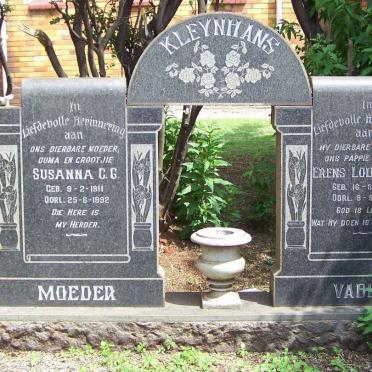 KLEYNHANS Erns Lodewikus 1899-1959 &amp; Susanna C.G. 1911-1992