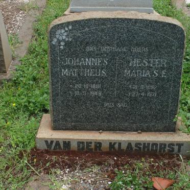 KLASHORST Johannes Mattheus, van der 1881-1949 &amp; Hester Maria S.E. 1892-1971