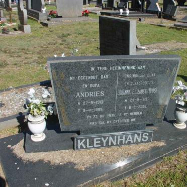 KLEYNHANS Andries 1913-1985 &amp; Johanna Elizabeth VOS 1915-2003