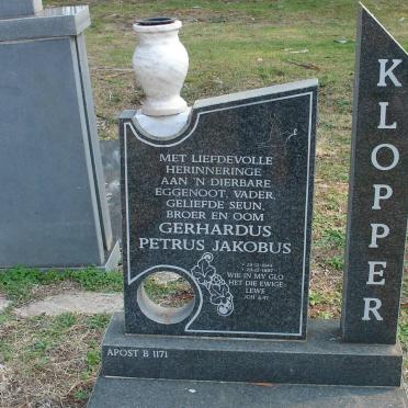 KLOPPER Gerhardus Petrus Jakobus 1944-1997