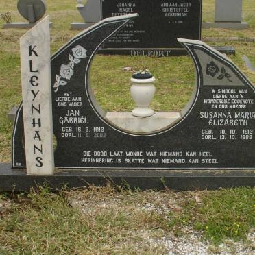 KLEYNHANS Jan Gabriel 1913-2002 &amp; Susanna Maria Elizabeth 1912-1989