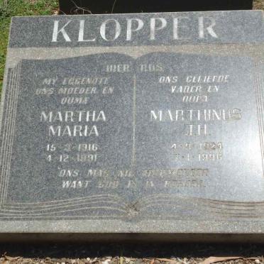 KLOPPER Marthinus J.H. 1924-1996 &amp; Martha Maria 1916-1991
