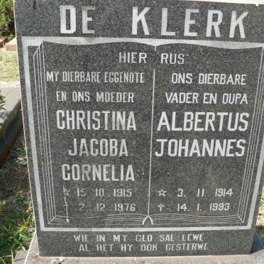 KLERK Albertus Johannes, de 1914-1993 &amp; Christina Jacoba Cornelia 1915-1976