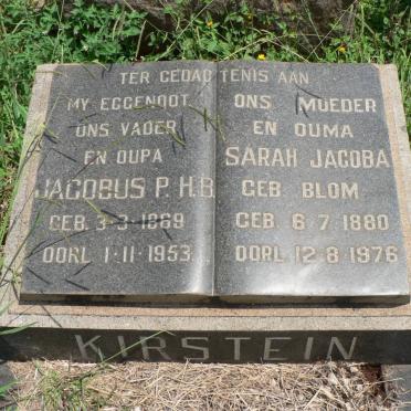 KIRSTEIN Jacobus P.H.B. 1869-1953 &amp; Sarah Jacoba BLOM 1880-1976