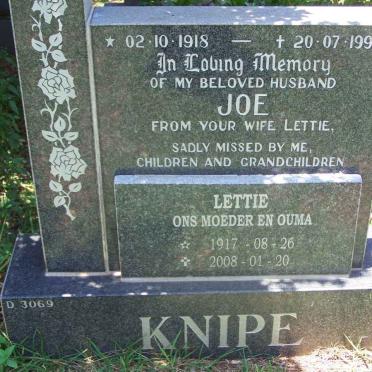 KNIPE Joe 1918-1992 &amp; Lettie 1917-2008