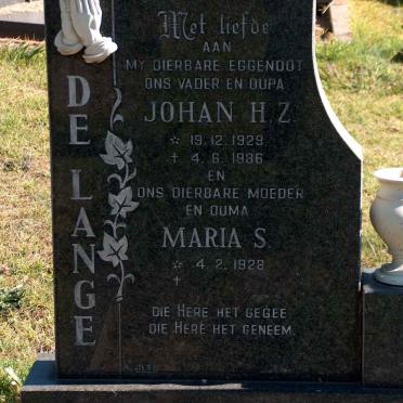 LANGE Johan H.Z., de 1929-1986 &amp; Maria S. 1928-