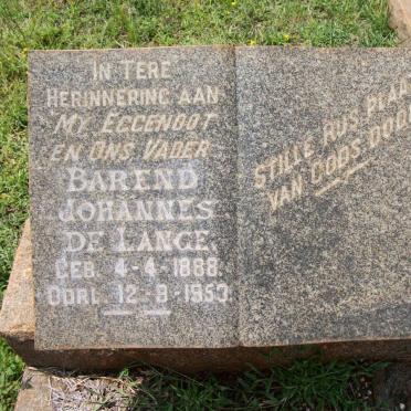 LANGE Barend Johannes, de 1888-1953