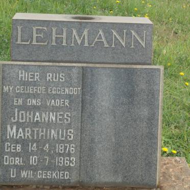 LEHMANN Johannes Marthinus 1876-1963