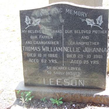 LEESON Thomas William -1966 &amp; Nellie Johanna -1981