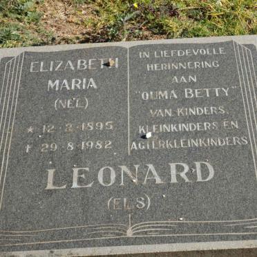 LEONARD Elizabeth Maria nee NEL 1895-1982