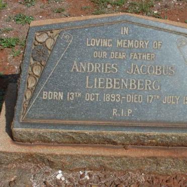 LIEBENBERG Andries Jacobus 1893-1954