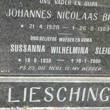 LIESCHING Johannes Nicolaas Brink 1928-1989 &amp; Susanna Wilhelmina SLEIGH 1930-2000
