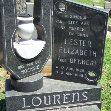 LOURENS Hester Elizabeth nee BEKKER 1928-1990