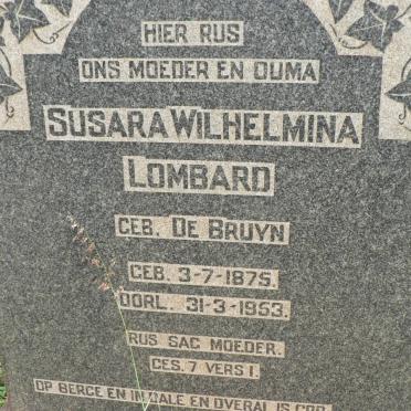 LOMBARD Susara Wilhelmina nee DE BRUYN 1875-1953