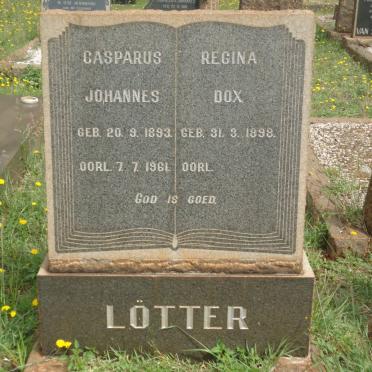 LÖTTER Casparus Johannes 1893-1961 &amp; Regina Dox 1898-