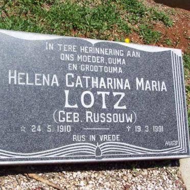 LOTZ Helena Catharina Maria nee RUSSOUW 1910-1991