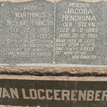 LOGGERENBERG Marthinus Nicolaas Francois, van 1887-1953 &amp; Jacoba Hendrina STEYN 1893-1961