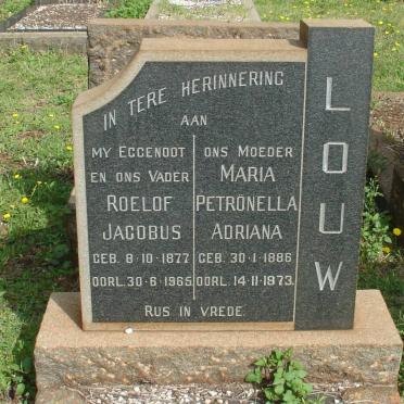 LOUW Roelof Jacobus 1877-1965 &amp; Maria Petronella Adriana 1886-1973