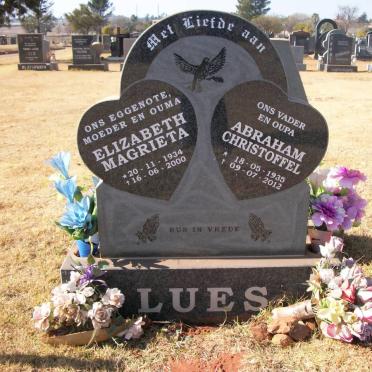 LUES Abraham Christoffel 1935-2012 &amp; Elizabeth Magrieta 1934-2000