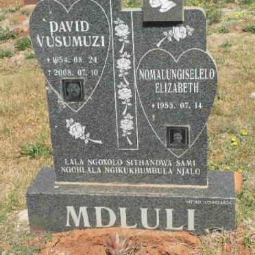 MDLULI David Vusumuzi 1954-2008 &amp; Nomalungiselelo Elizabeth 1955-