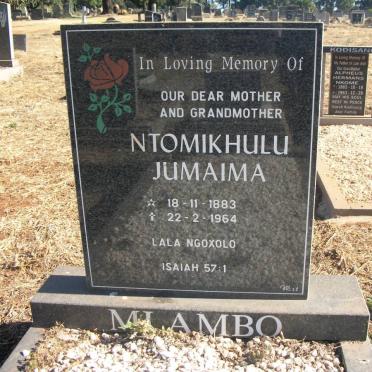 MLAMBO Ntomikhulu Jumaima 1883-1964