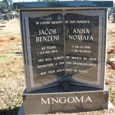 MNGOMA Jacob Benzeni -1964 &amp; Anna Momafa 1916-2000