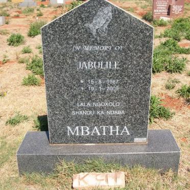 MBATHA Jabulile 1987-2009