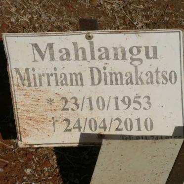 MAHLANGU Mirriam Dimakatso 1953-2010