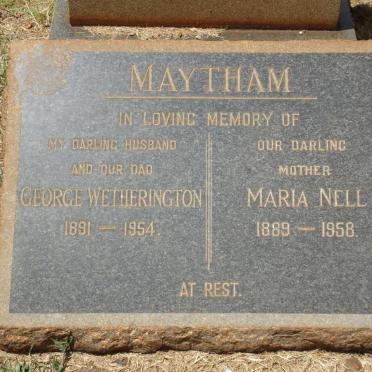 MAYTHAM George Wetherington 1891-1954 &amp; Maria Nell 1889-1958