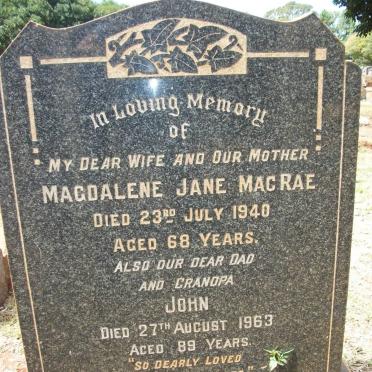MACRAE John -1963 &amp; Magdalene Jane -1940