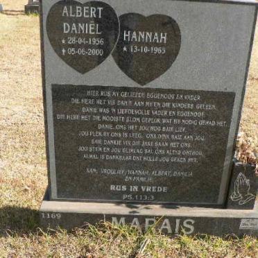 MARAIS Albert Daniël 1956-2000 &amp; Hannah 1965-